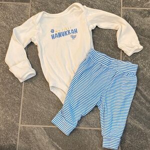 Carter's White Bodysuit with Blue Hanukkah Print